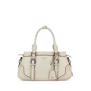 Prada Women Ivory Leather Large Handbag